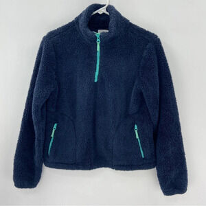 Crewcuts by J Crew Furry 1/4 Zip Fleece Mock Neck Pullover Blue Kids Size 14